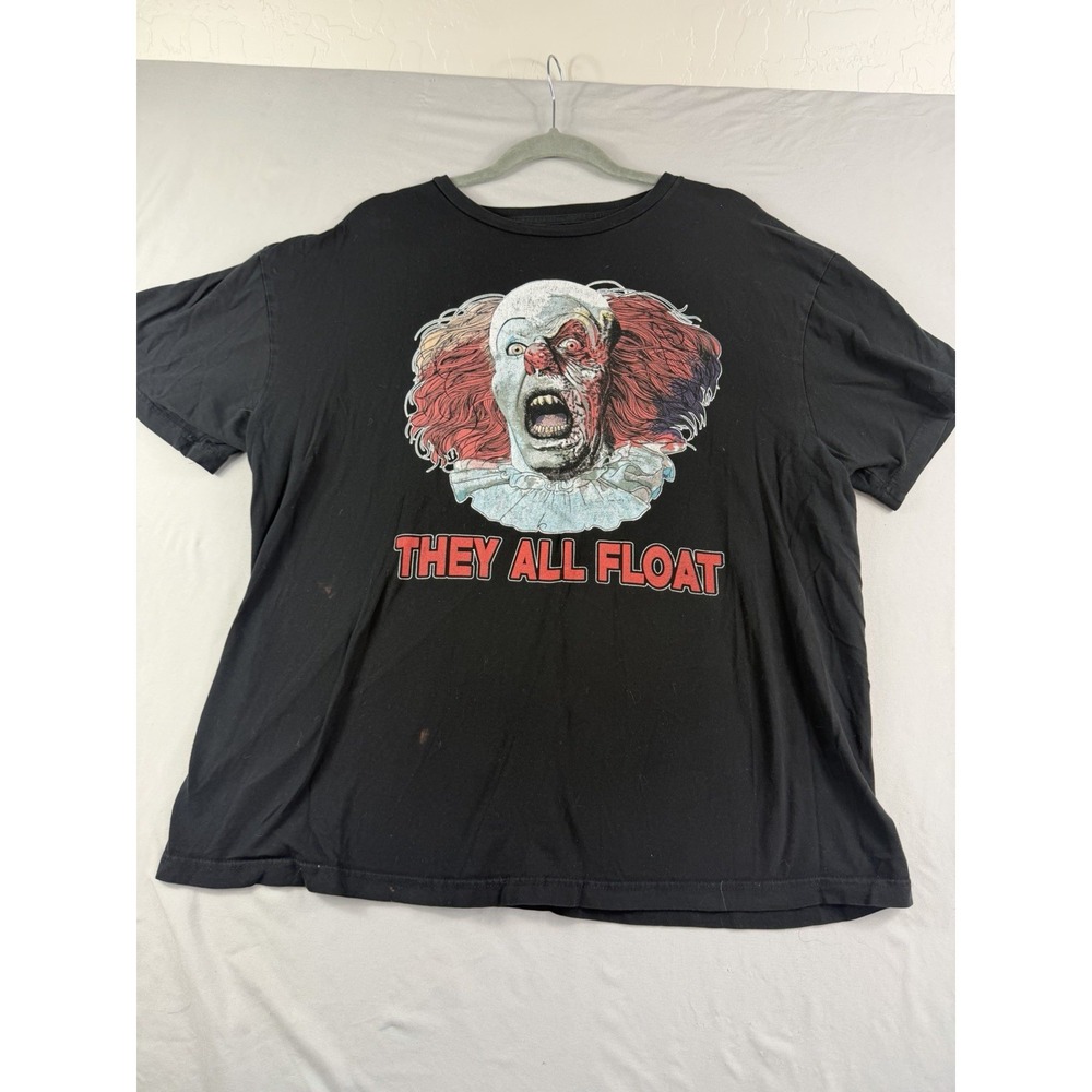 IT the movie black graphic clown ss t-shirt, 'they all float' , men's xl tee